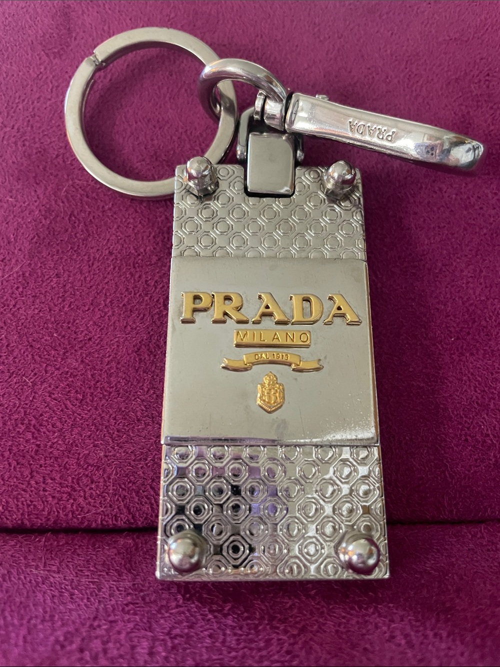 Prada Silver and Gold-Tone Milano Key Holder
